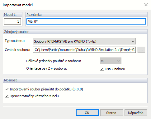 Import modelu